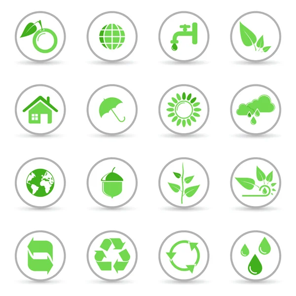 Icônes environnementales et de recyclage — Image vectorielle