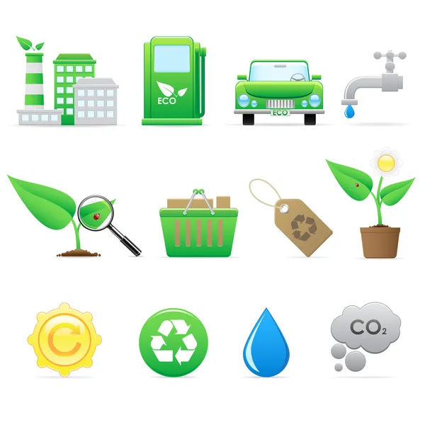 Eco iconos — Vector de stock