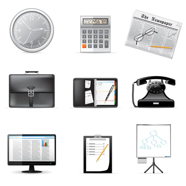 Ícones de negócios e escritório —  Vetores de Stock