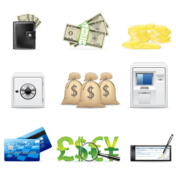 Icônes bancaires et financières — Image vectorielle