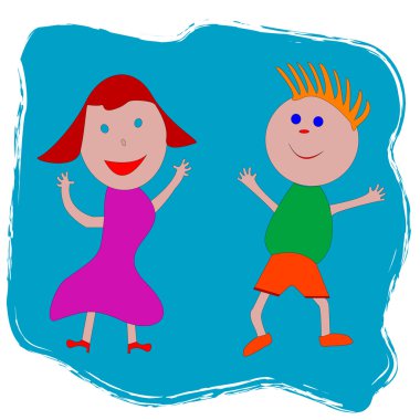 Happy boy and girl clipart