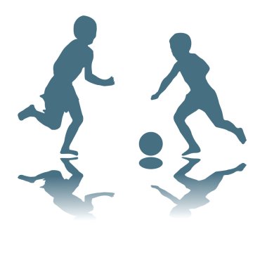 Kids playing soccer clipart