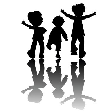 Kids silhouettes isolated on white backg clipart