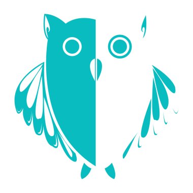 Stylized owl (blue) clipart