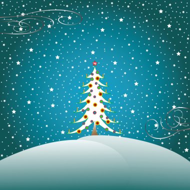 yıldız, kar ve Noel ağacı 2