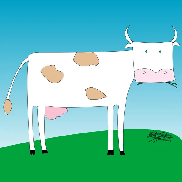 牛が草を食べる — ストックベクタ