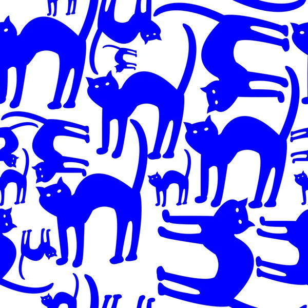 Сині коти візерунок ізольовані на білому фоні — стоковий вектор