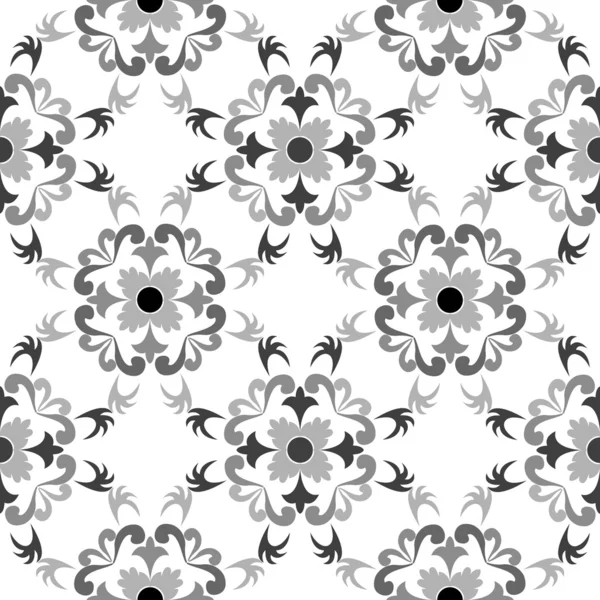 Padrão floral sem costura preto e branco — Vetor de Stock