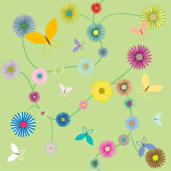 Mariposas y flores — Archivo Imágenes Vectoriales