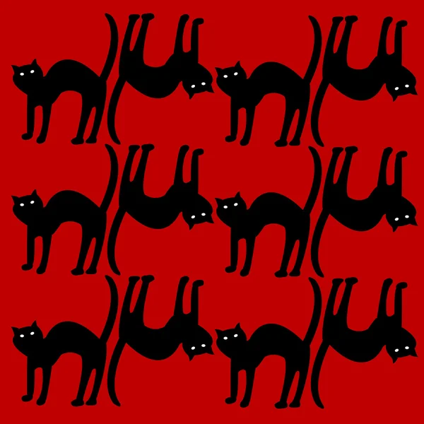 Cat pattern isolated on red background — Stock Vector