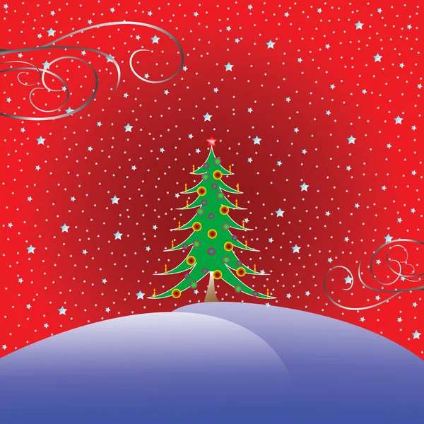 Χριστουγεννιάτικο δέντρο με φόντο αστέρια — Διανυσματικό Αρχείο