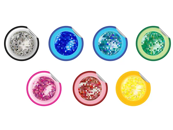 Gekleurde disco bal stickers collectie — Stockvector