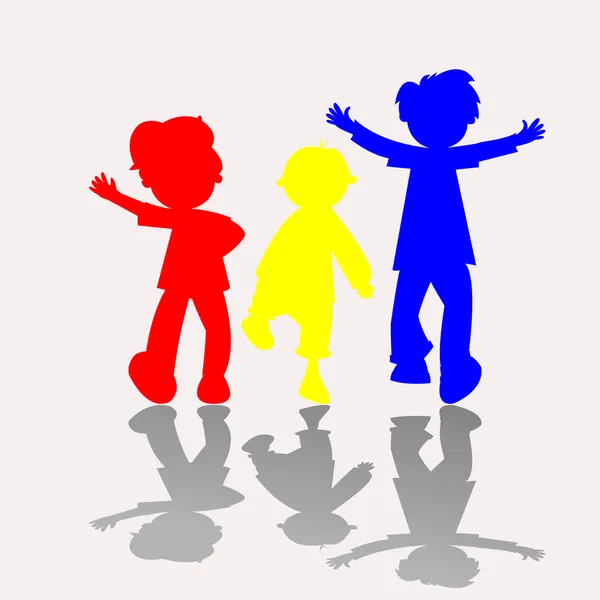 Renkli çocuklar silhouettes — Stok Vektör