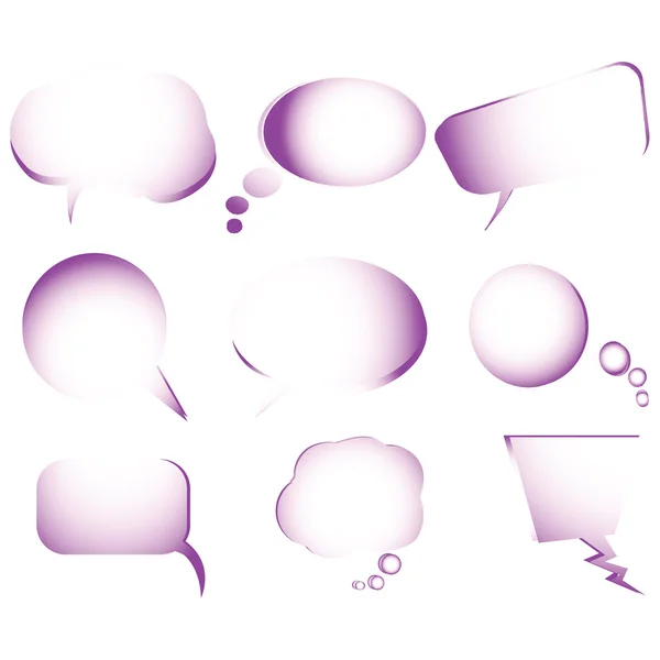 Збірка стилізованих бульбашок фіолетового тексту — стоковий вектор
