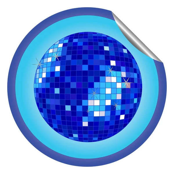 Dico boll blå klistermärke — Stock vektor