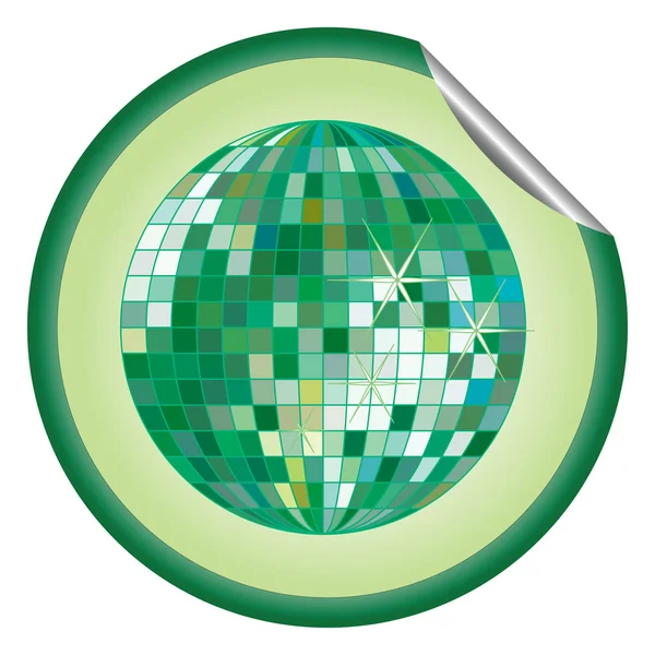 Disko topu yeşil etiket — Stok Vektör