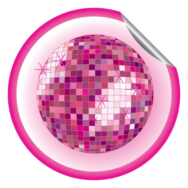 Disco labdát lila matrica — Stock Vector