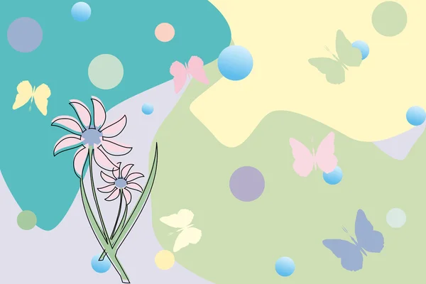 Flower and butterflies — Stock Vector