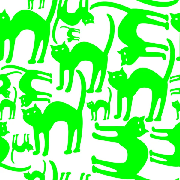 Pola kucing hijau diisolasi pada warna putih - Stok Vektor