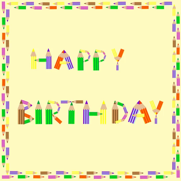 Grattis på födelsedagen pennor alfabetet på panna — Stock vektor