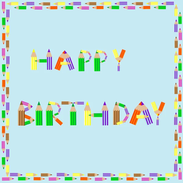 Joyeux anniversaire crayons alphabet — Image vectorielle