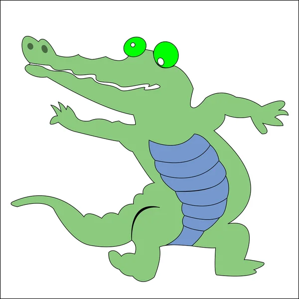 Boldog zöld krokodil — Stock Vector