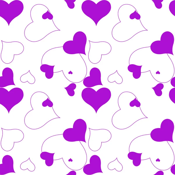 Purpurové srdce pattern — Stockový vektor