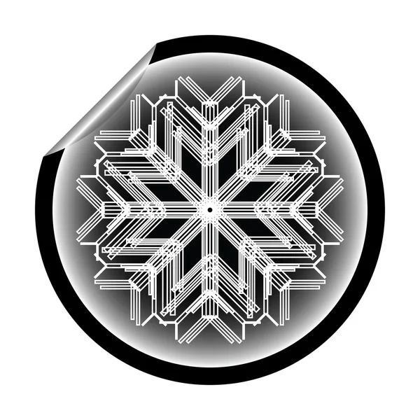 Snow flake sticker isolated on white bac — Stock Vector