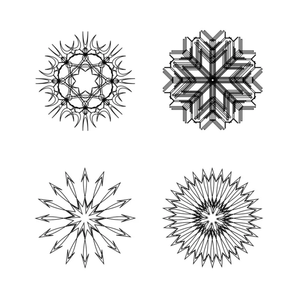 Snow flakes collection black and white — Stock Vector