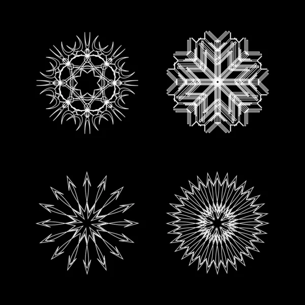 Snow flakes collection white and black — Stock Vector