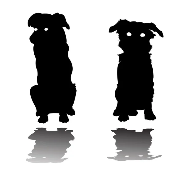 stock vector Two little dogs silhouettes