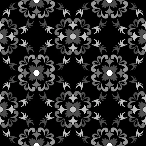 Motif floral blanc et noir sans couture — Image vectorielle