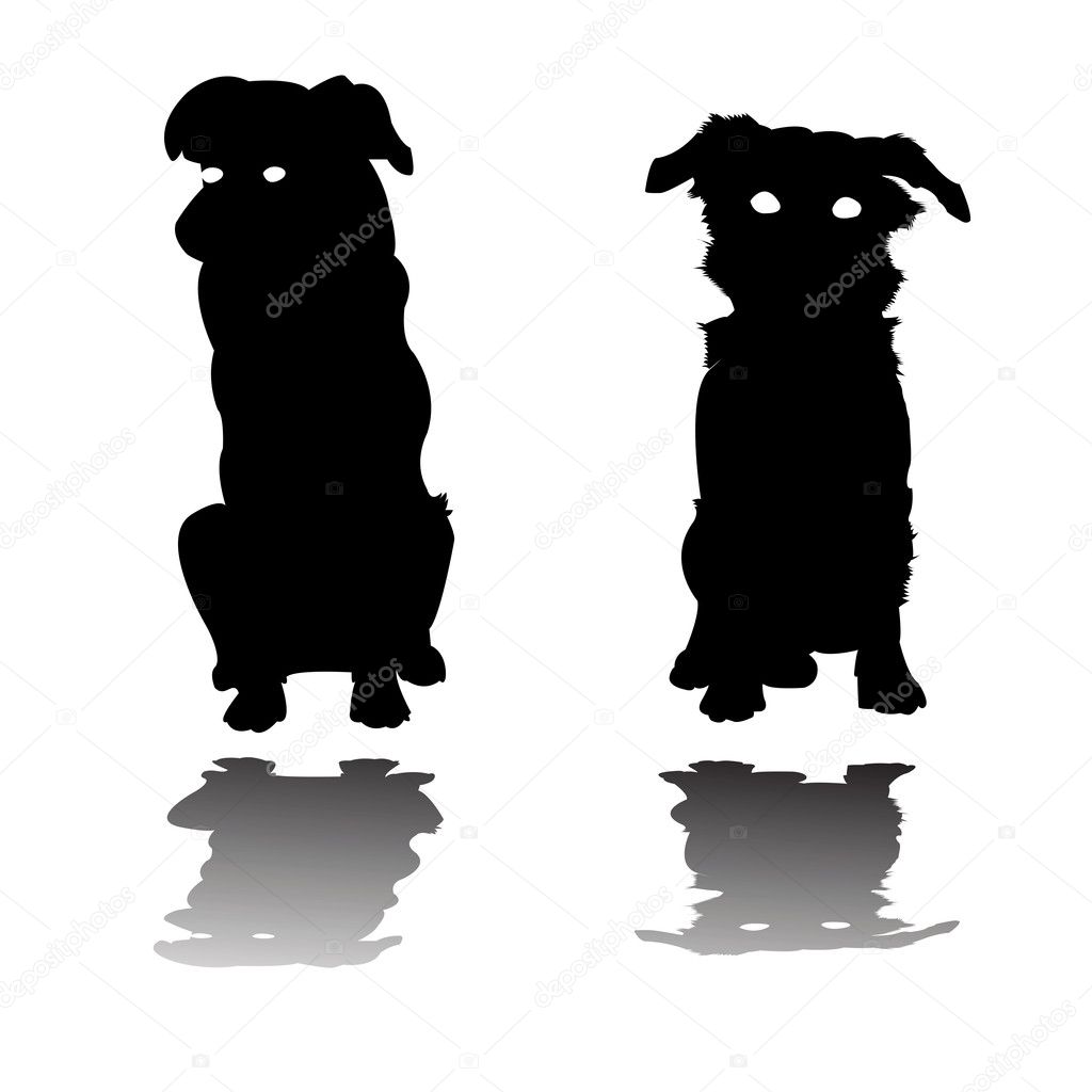 Two little dogs silhouettes