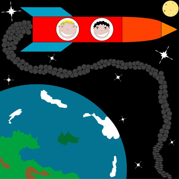 Raket naar de maan — Stockvector