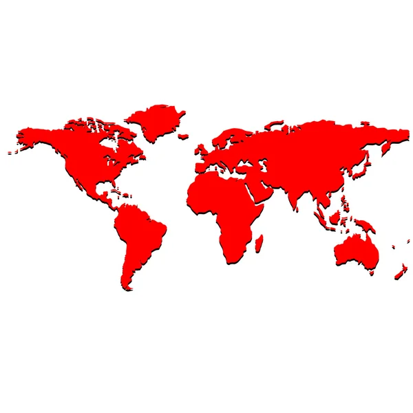 Mapa świata czerwony — Wektor stockowy