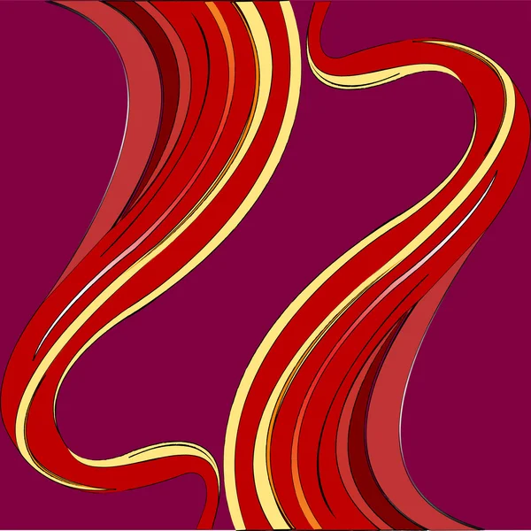 Červené vlny na fialovém pozadí — Stockový vektor