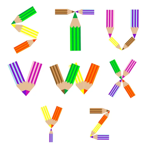 Alphabet crayons S-Z — Image vectorielle