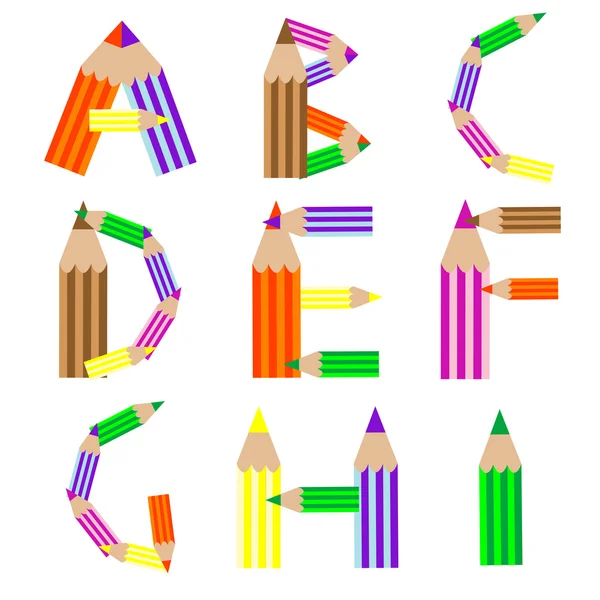 Bleistifte Alphabet a-i — Stockvektor