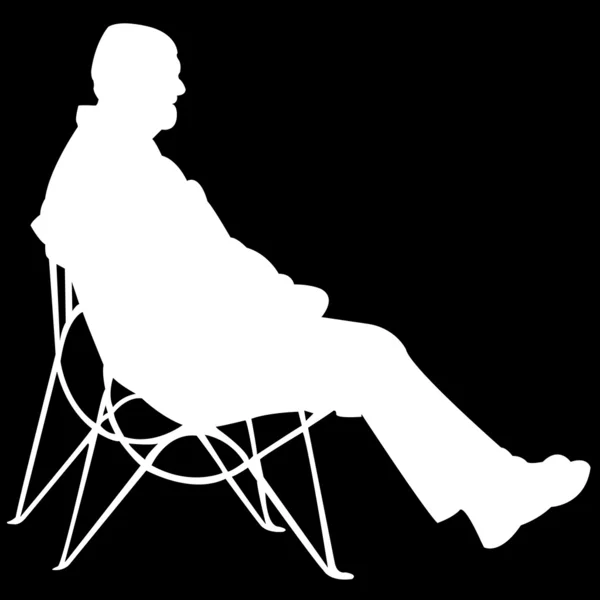 Uomo seduto su sfondo nero — Vettoriale Stock