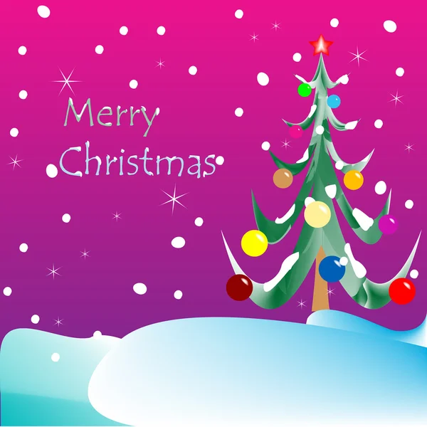 メリー クリスマス カード (紫色の背景) — ストックベクタ