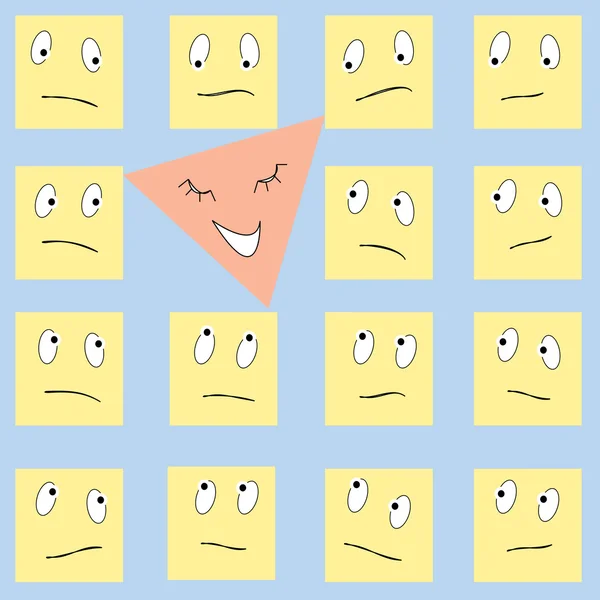 Triângulo feliz e quadrados tristes —  Vetores de Stock