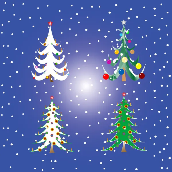 Čtyři vánoční stromky — Stockový vektor