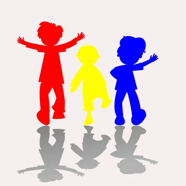 Renkli çocuklar siluetleri 2 — Stok Vektör