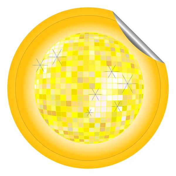Диско-куля жовта наклейка — стоковий вектор