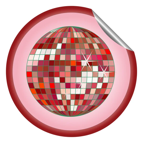 Диско-куля червона наклейка — стоковий вектор