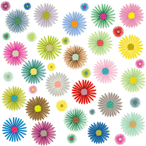 Χρωματισμένα λουλούδια μοτίβο σε λευκό — Διανυσματικό Αρχείο