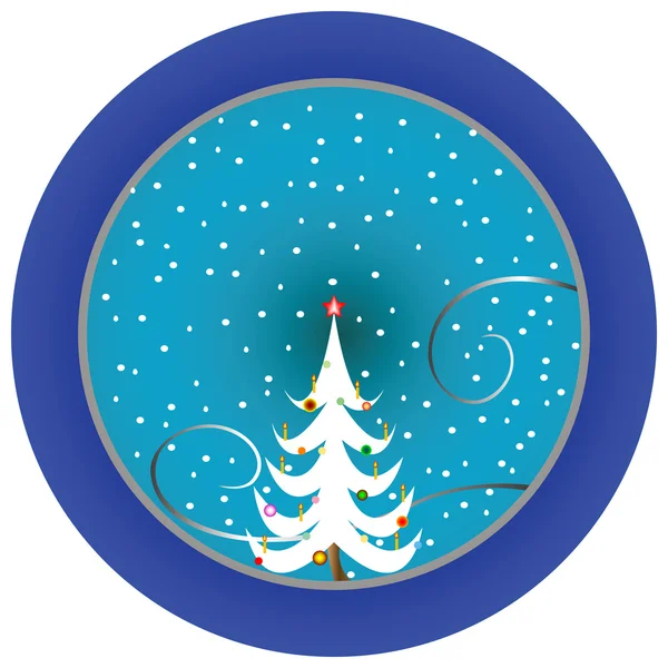 Kerstboom blauw medaillon — Stockvector