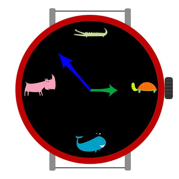 Uhr mit Tieren — Stockvektor
