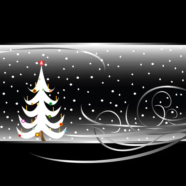 Siyah-beyaz Noel ağacı kartı — Stok Vektör