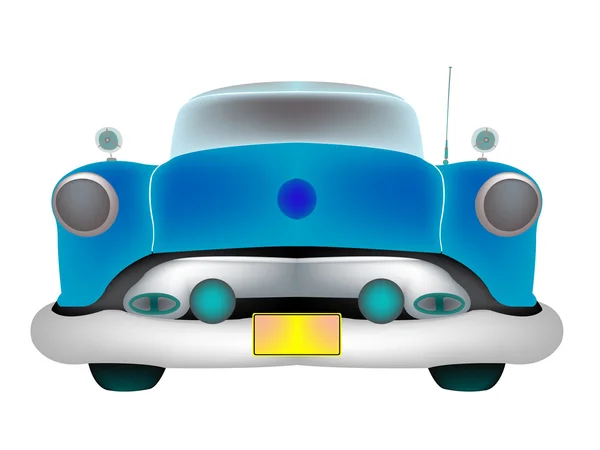 Blu auto d'epoca anteriore isolato su bianco — Vettoriale Stock